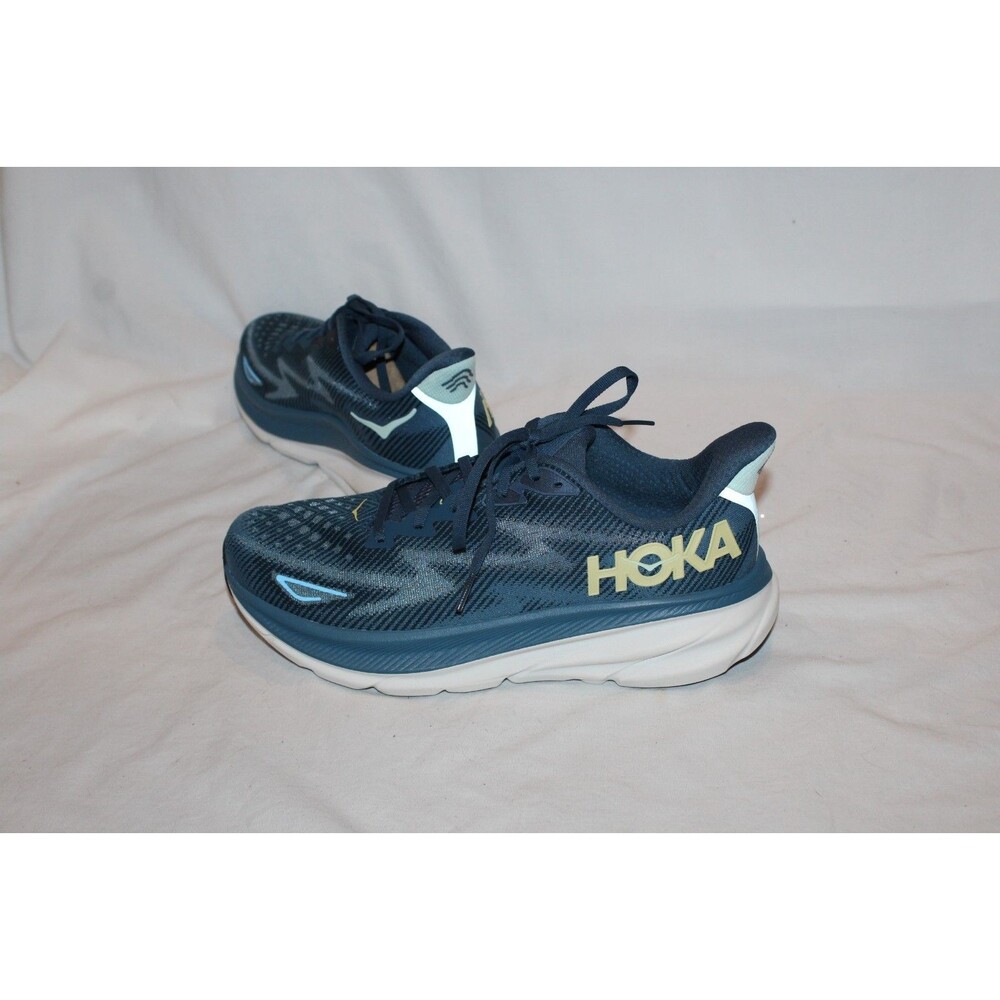 NIB Hoka One Men Clifton‎ 9 Running Athletic Sneakers MID OCEAN BLUE 10 NWOB
